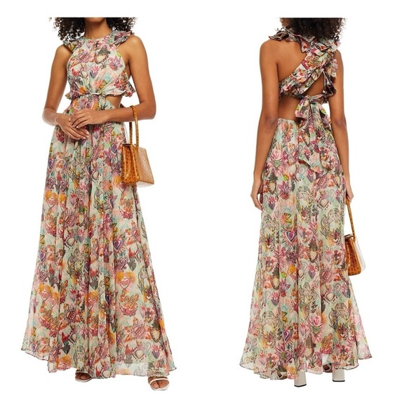 Zimmerman the Lovestruck Ruffle Maxi Dress Flaming Hearts Print size 0 | US 4 - Picture 2 of 16